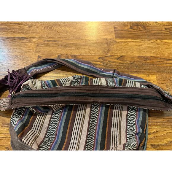 Kathmandu Imports Colorful Boho Cotton Crossbody Bag 16x14x6.5 Street Style - Picture 3 of 11